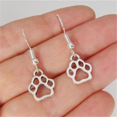Dog Paw Earrings Antique Silver Color Pet Jewelry, Cute Animal Earrings, Minimalist Earrings, Gift for Animal Lover