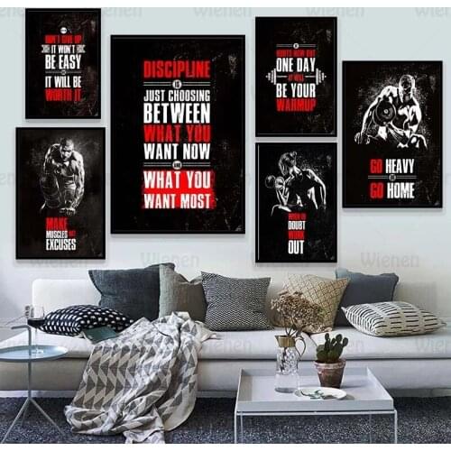 Modern Sports Poster and Print Bodybuilding Fitness Motivational Quotes Canvas Art Painting Gym Wall Picture Office Home Decor