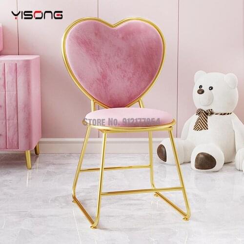 Dressing table chair girls cute bedroom chair makeup stool net red heart-shaped chair backrest modern minimalist nail stool