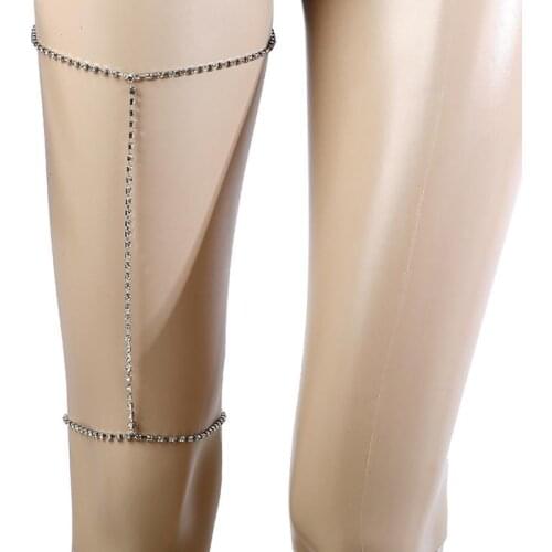 Bohemian Fashion Women New Body Jewelry Thigh Chain Rhinestone Sparkling Long Creative Alloy Leg Chain Body Jewelry