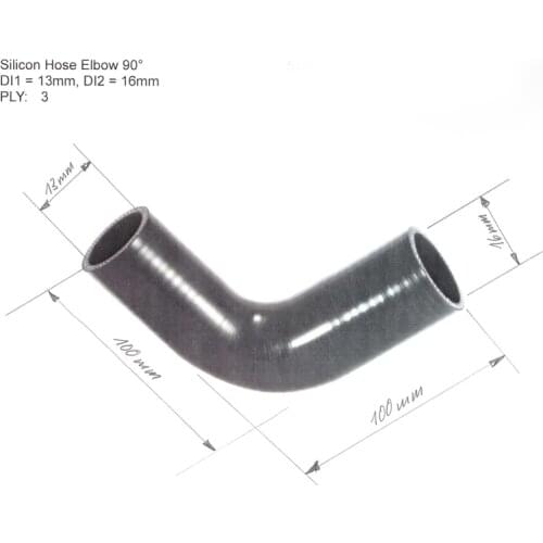 Customized hose id 13mm -16mm 90bend silicone reducer hose 1pc