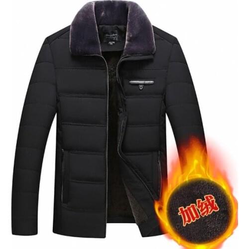 Winter warm jacket men coat Cotton clothes Short down jacket with thick velvet Middle-aged and elderly fur collar b290