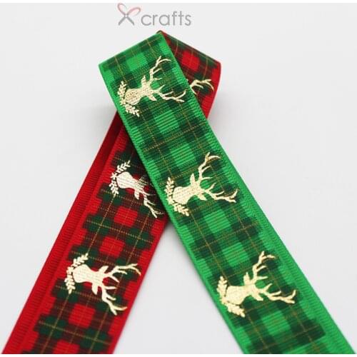 1" 25 MM Grosgrain Printed Deer Decoration Craft Merry Christmas Tree Handmade DIY Accessories
