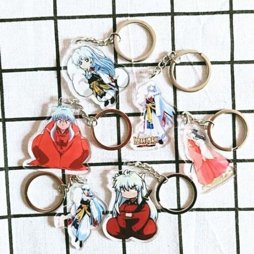 1pc New InuYasha Sesshoumaru Anime Acrylic Figure Keyring Accessory Collection Model Toys Cosplay Keychain Bag Pendant Gift