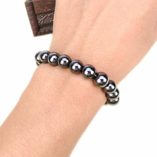 1PCS Women Black 6/8/10mm Magnetic Bracelet Beads Hematite Stone Therapy Health Care Magnet Hematite Beads Bracelet