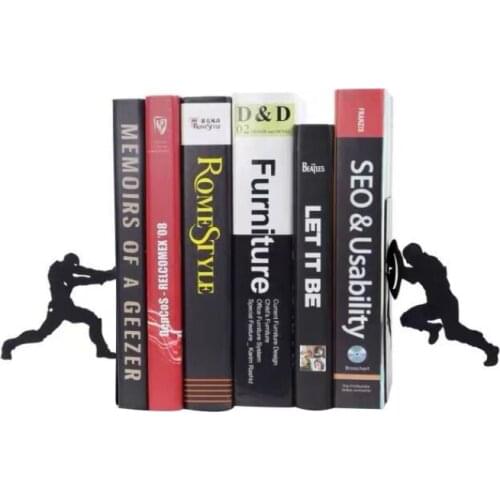 2 Pcs/Set Superhero Decorative Bookend IronmanVSCaptain Metal Statue Sculpture Iron Art Bookshelf Decor Magazines Organizer