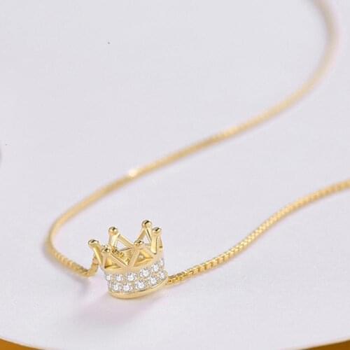 2021 New Fashion Simple SILVERHOO Pendant Necklace Not Easy Fade Necklace Women Crown Shape Pendant Necklace for Gifts