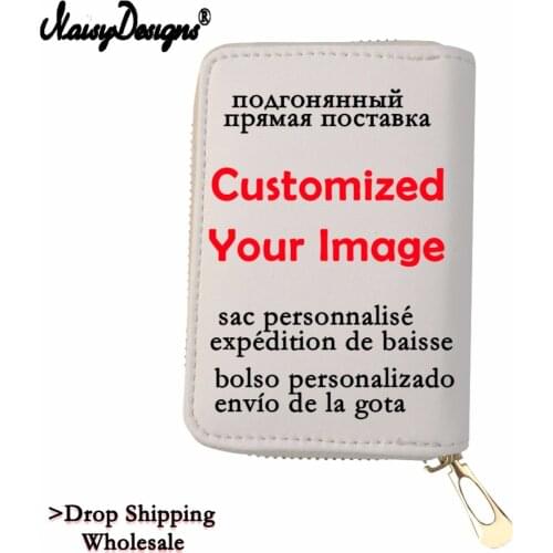3D Custom Add Your Image Print Credit Business Card Protector Organizer Wallet Leather Womens ID Holder Bag Free Drop Shipping