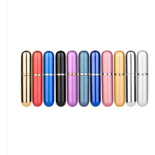 5ML Mini Oval Portable Aluminum Refillable Perfume Bottle With Spray Empty Cosmetic Containers With Atomizer for Traveler