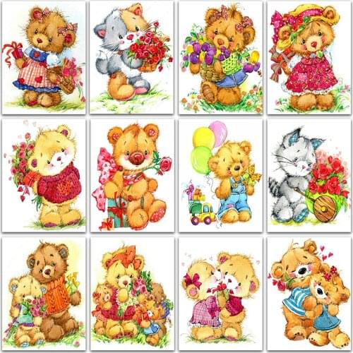 5D DIY Diamond Painting art animals flowers Teddy bear Full Square&Round Diamond mosaic embroidery Cross stitch home decor Sale