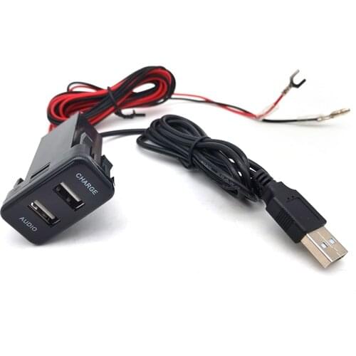 Car Dual Port USB Car Charger with Audio Socket For Toyota 4Runner Highlander FJ Cruiser