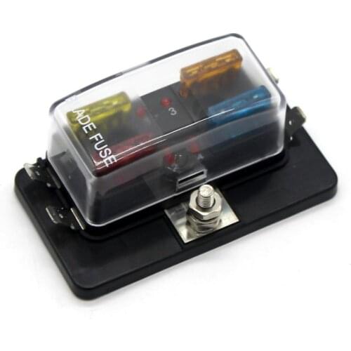 Car Boat Trailer Vehicle 4 Way Circuit ATC/ATO Blade Fuse Box Block Holder