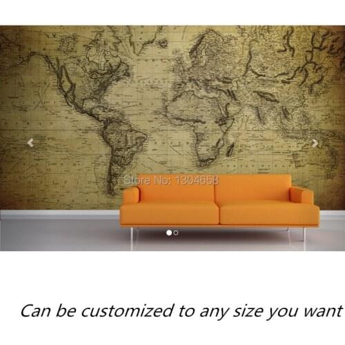 Free shipping custom 3D Antique Aged Map Wall modern mural Mural television sofa bedroom wall wallpaper