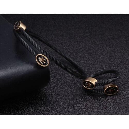 2 Pcs Brand Men Women Chain Link Charm Bracelets Vintage Stainless Steel Cuff Sporty Bracelets For Wedding Party Jewelry Gift