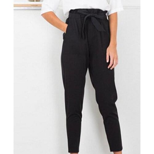 Pants women Casual Solid Color High Waist Skinny Pants Slim Cropped Pencil Trousers woman pants женские штаны штаны женские