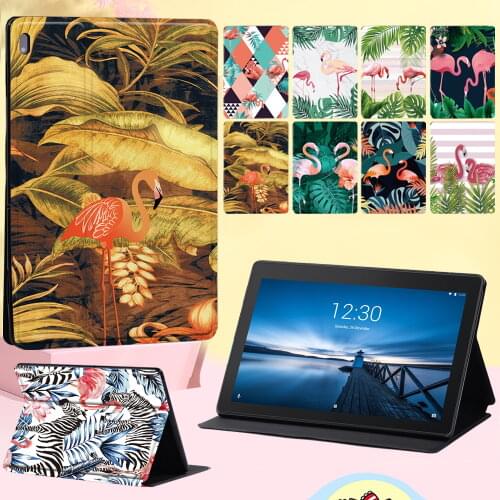 Tablet Cover Case for Lenovo Smart Tab M10 FHD Plus/ Lenovo Tab (M10/E10) 10.1" - Flip Flamingo Series Leather Stand Tabelt Case