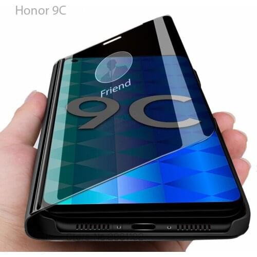 HONOR 9C Smart mirror leather flip case for huawei honor 9c case on honor 9c c 9 c honour9c honor9 c Bracket phone cover AKA-L29