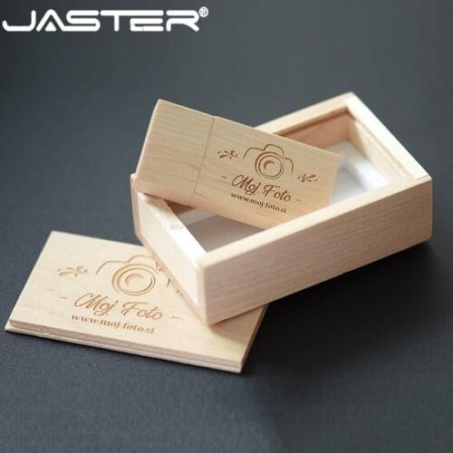JASTER Natural Wooden USB flash drive pen drives Maple wood+Packing box pendrive 4GB 8GB 16GB 32GB 64GB memory stick custom LOGO