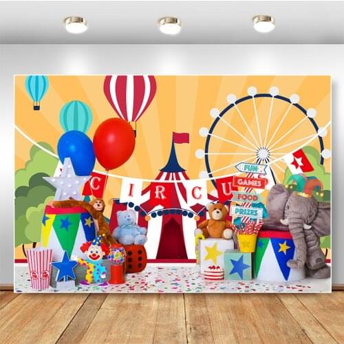 Circus Fiesta Theme Photography Background Elephant Monkey Toy Backdrop Chirldren Birthday Photographic Studio Photo Background