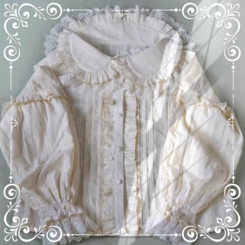 Elegant Women Lolita Lace Tops Sweet Girl Tshirt Royal Princess Tea Party Clothes Sexy Solid Chiffon T-Shirt Vintage Clothing