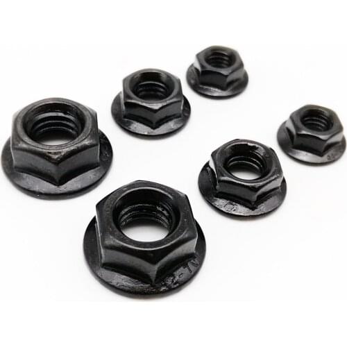 2/10pcs M3 M4 M5 M6 M8 M10 M12 Black 304 Stainless Steel Metric Threaded Hex Head Serrated Spinlock Flange Nut Locknut DIN6923