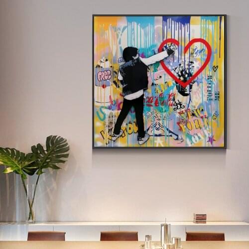 Graffiti Art Posters and Prints on Canvas Painting Boy Street Wall Graffiti Picture for Living Room Modern Home Decoration