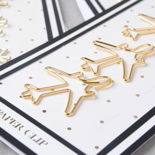 Office stationery gold clip Small clip metal bookmark folder nice gift plane stars shoes metal paper clip