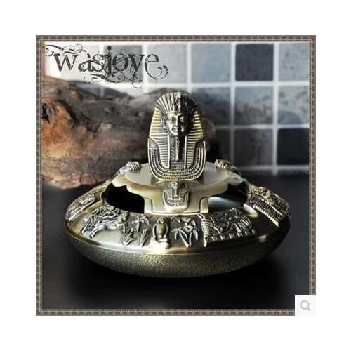Egyptian Style Round Metal Ashtrays Ashtra Home Metal Aschenbecher Cigarette Ash Tray Smoking Tray With Lids AT002