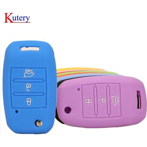 Kutery 10PCS 3BTN Remote Color Silicone Folding Flip Car Key Cover Case For KIA Sportage Ceed Rio Cerato Soul Protect Replace