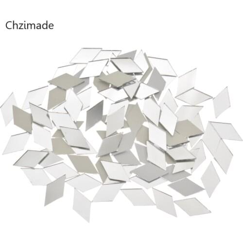 Lychee Life 100Pcs Diamond Shape Glass Mirror Mosaic Tiles Bulk Home Crafts DIY Wall Artwork Supplies