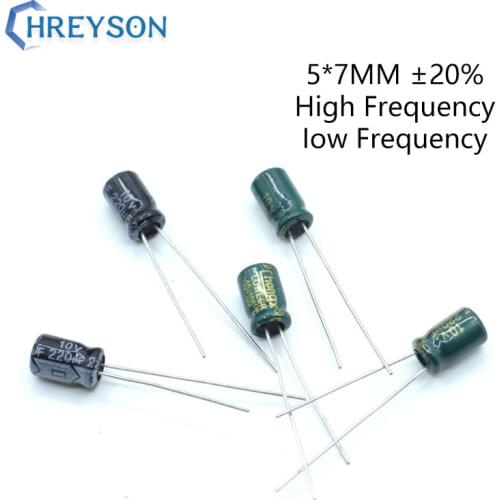 20Pcs 5*7 High Frequency Low ESR Aluminum Electrolytic Capacitor Kit 10V 16V 35V 25V 47UF 100UF 220UF Full Values Assorted Set