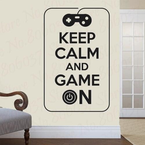 Keep Calm and Game on Door Room Wall Sticker Vinyl Wall Decal Gamer Kids Bedroom Wallpaper Poster Mural WL901