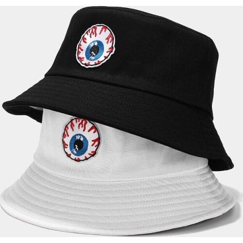 2021 new Panama Bucket Hat Men Women Summer horror eyes Print Bucket Cap Bob Hat Hip Hop Gorros Fishing Fisherman Hats