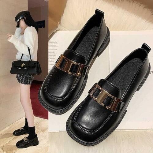Autumn and winter new British style small leather shoes Japanese retro all-match comfortable single shoes women