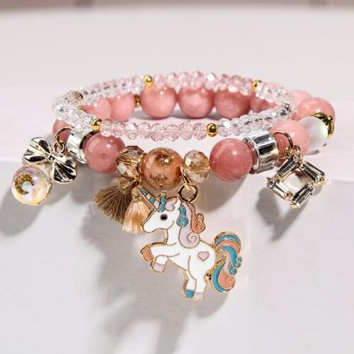 Korean style fresh simple student crystal bracelet for women girls sweet bracelet tassel pony childrens jewelry for women