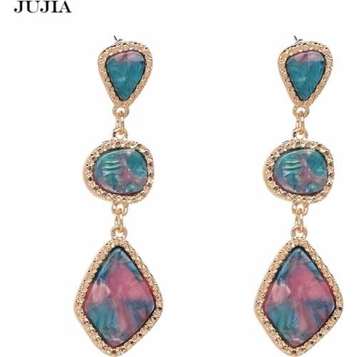 Wholesale JUJIA Brand Earrings For Women Vintage Geometric Statement Drop Earrings 2020 Hot Party Wedding Jewelry