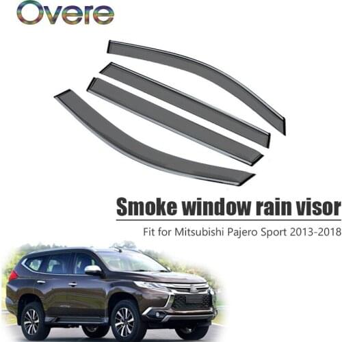 Overe 4Pcs/1Set Smoke Window Rain Visor For Mitsubishi Pajero Sport 2013 2014 2015 2016 2017 2018 Awnings Shelters Accessories