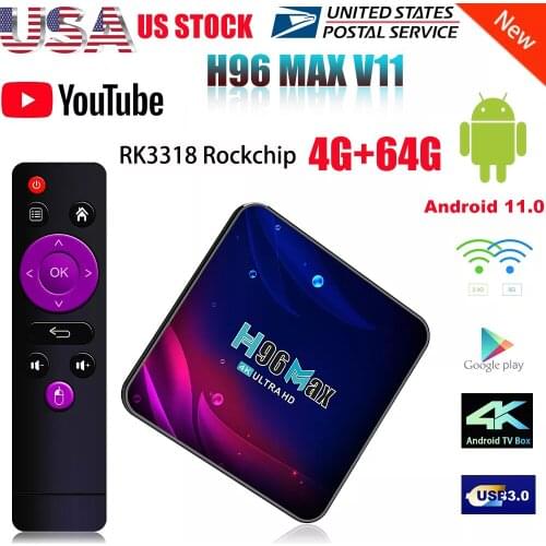 H96 MAX V11 RK3318 Android 11.0 Smart TV Box YouTube RAM 4G ROM 64G 4K HD Bluetooth 4.0 2.4G 5.8G WIFI Google Top Box