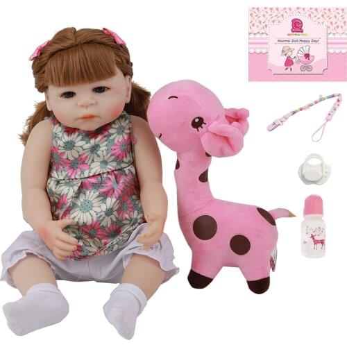 Lifelike Reborn Girl Doll Cute Full Silicone Vinyl Body Fashion Realistic Newborn Baby For Childrens Day Gifts Present 18" 48CM