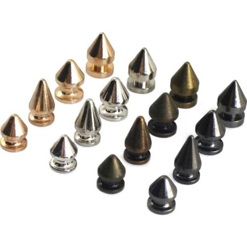 10pcs Solid Metal Screwback Cone Studs Bullet Spikes Punk Rivets for Leather Craft Bag Garmet Shoes Decor Pet Collar Anti-bite