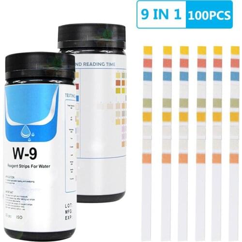 100 Pieces Water Test Strip 9-in-1 Drinking Water Test Strips for Checking Water Quality Test Aquarium Fish Tank Swimming Pool