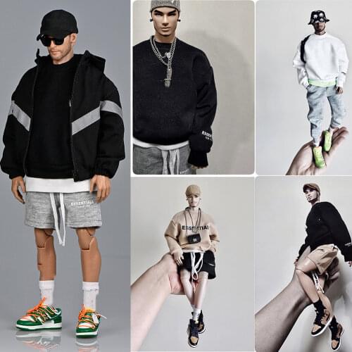 1/6 Scale Male Figure Accessory Loose Round Neck Sweater Sports hip-hop style Without Hood Fashion Clothes for 12'' Body