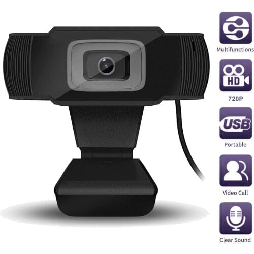 Computer Webcam HD PC Desktop Camera with Absorption Microphone MIC for Skype for Android TV Rotatable Computer Camera 720P