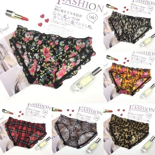 Leopard Printed Womens Panties Lace Floral G-string Briefs Lingerie Low Waist Underwear Panties Thong Sexy Нижнее Белье Женское