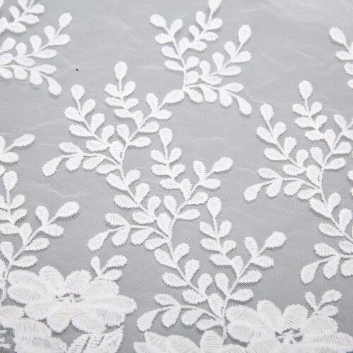 1 yard 35cm White Embroidered Lace Fabric DIY Garments Flower Tulle Lace Trim Crafts for Sewing Suppies Accessories