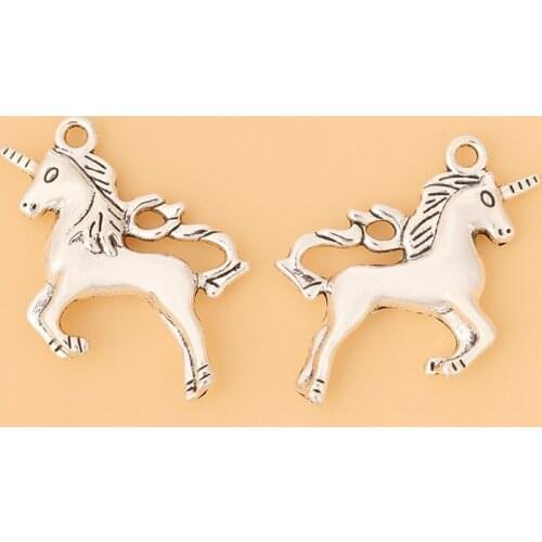 10pcs/Lot Tibetan Silver 3D Unicorn Charms Pendants for Necklace Bracelet Jewelry Making Accessories
