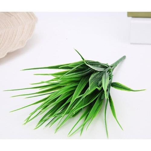 2Branch 27cm 7Fork Artificial Plants Grass Plastic Ferns Green Leaves Fake Flower Plants Wedding Party Home Desktop Decoration
