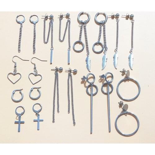 2019 Fashion 20 pcs/set Women Square BTSARMY Stud Earrings for Women and men Piercing Simulated Korea kpop Punk Tassel Earrings