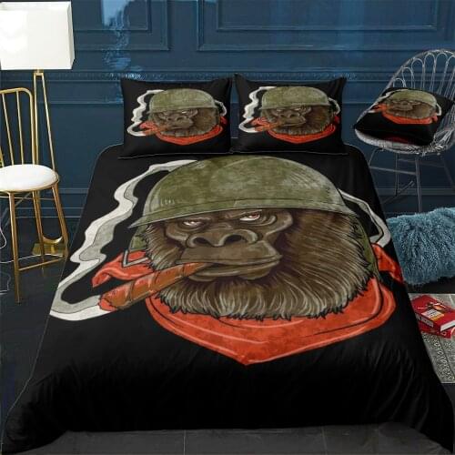 Gorilla Silverback Smoking Duvet Cover Comfortable Quilt Home Decora Design Universal Bedding Set Bedclothes+Pillowcase 3pcs