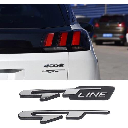 3D Stereo Car Styling Sticker GT Line Letters Badge Emblem Trim For Peugeot 308 508 4008 3008 207 607 Rear Trunk Fender Stickers